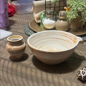 Rustic Ceramic Bowl and Vase Set